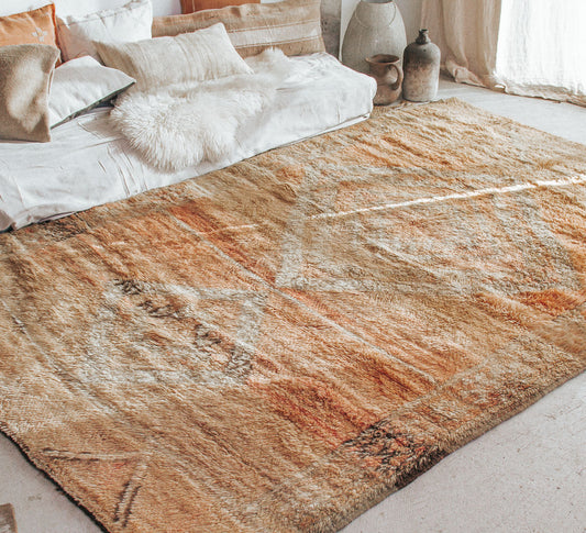 vintage boho woollen boujaad moroccan handmade rug