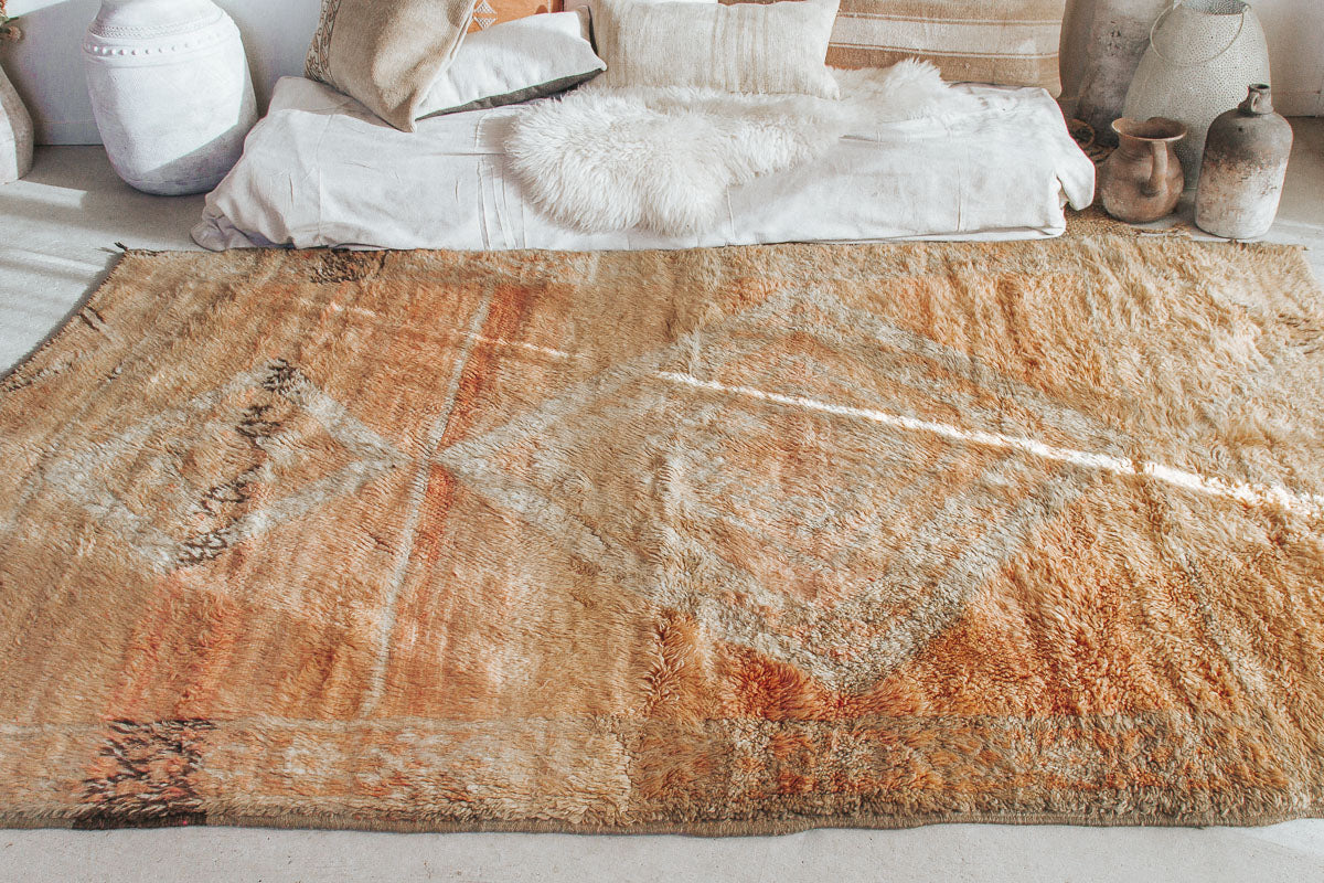 vintage boho woollen boujaad moroccan handmade rug