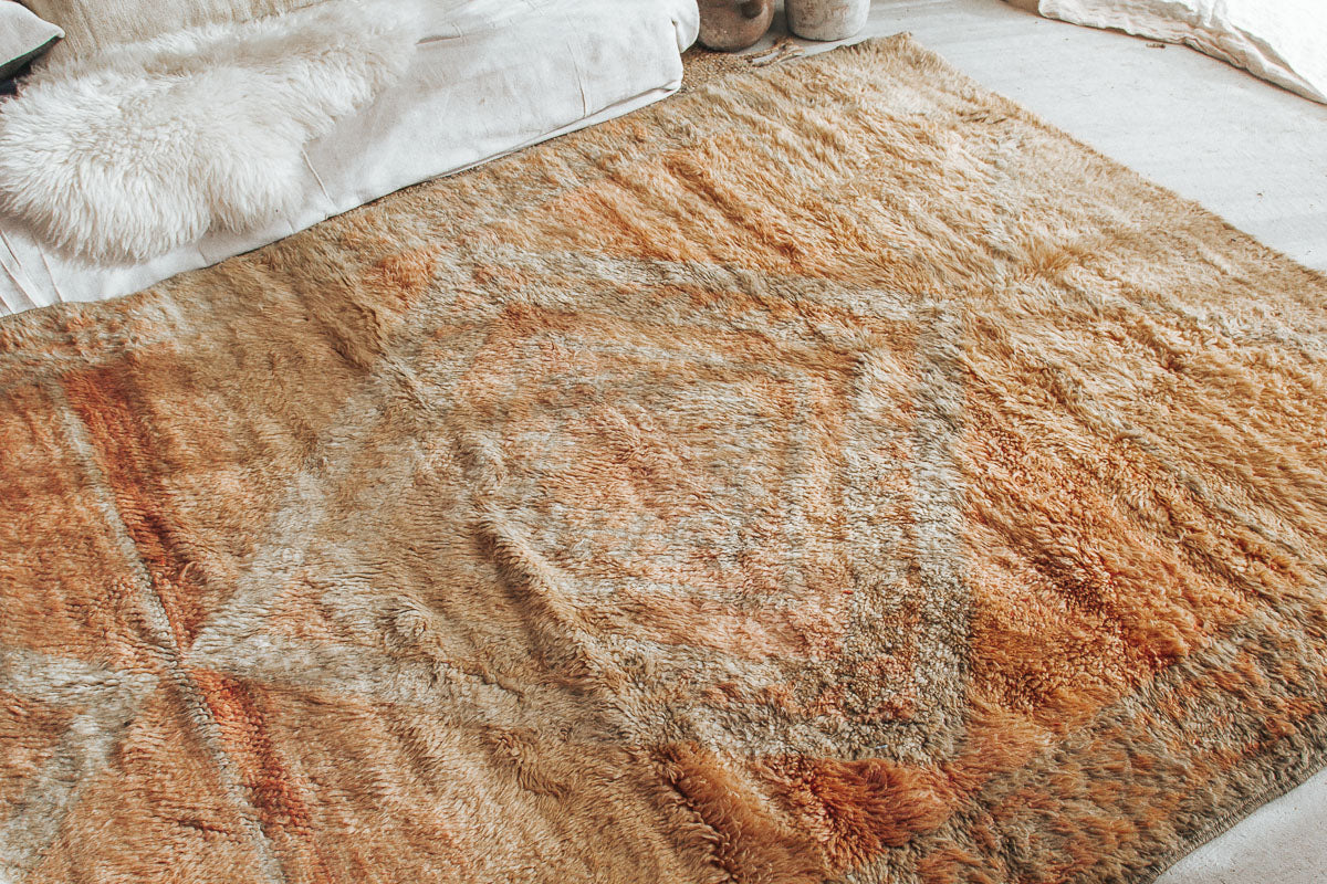 vintage boho woollen boujaad moroccan handmade rug