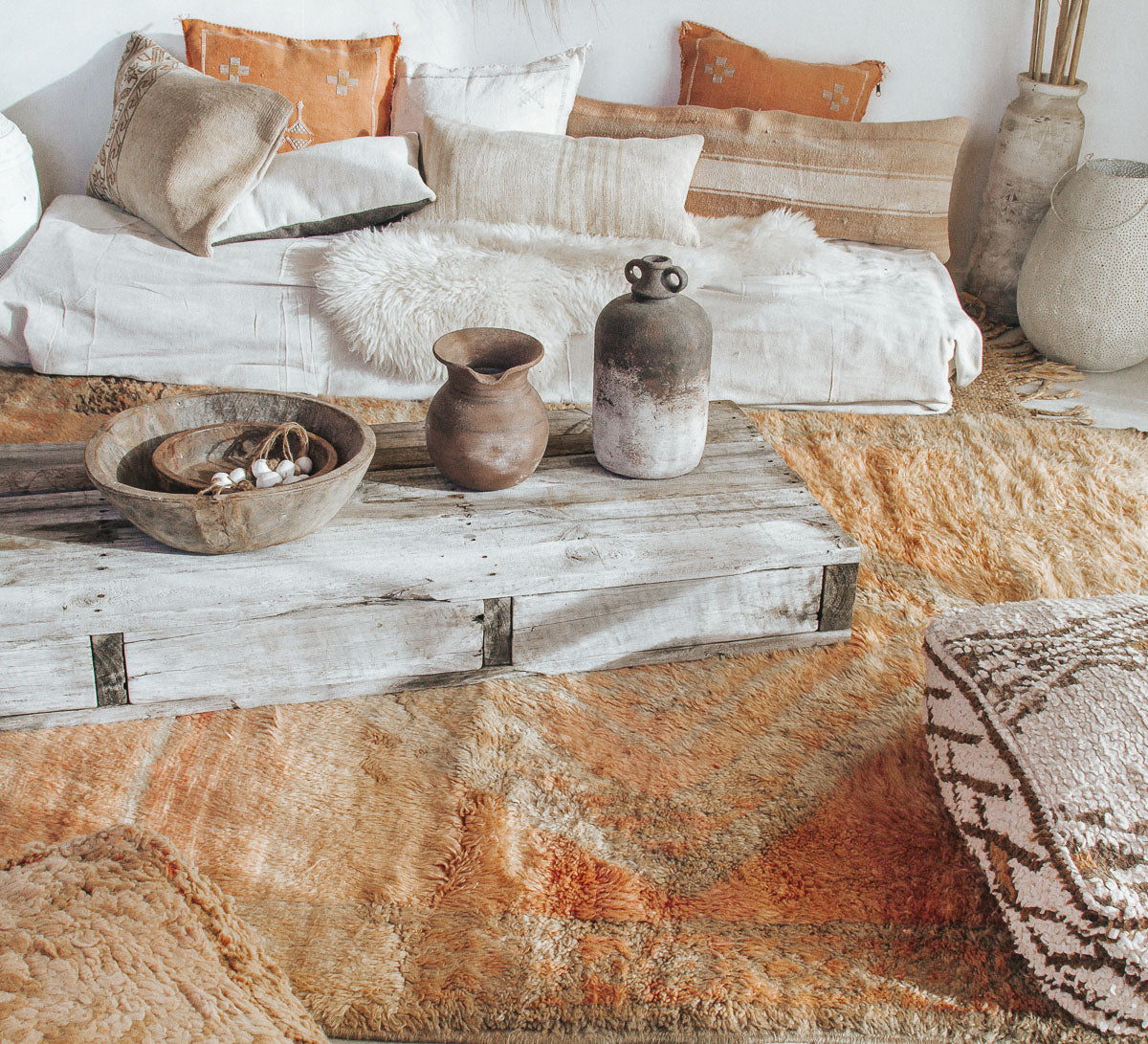 vintage boho woollen boujaad moroccan handmade rug