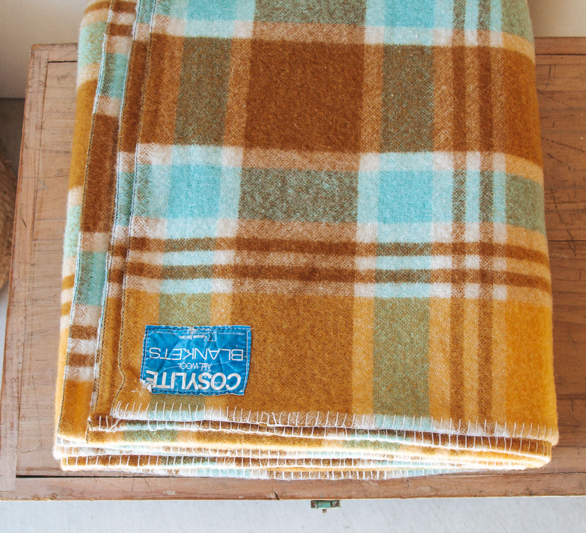 vintage boho retro woollen blanket made in NZ by Kaiapoi textiles