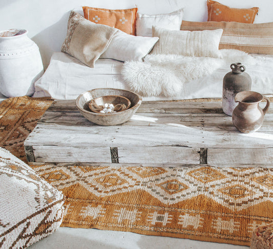 vintage boho woollen boujaad moroccan handmade rug