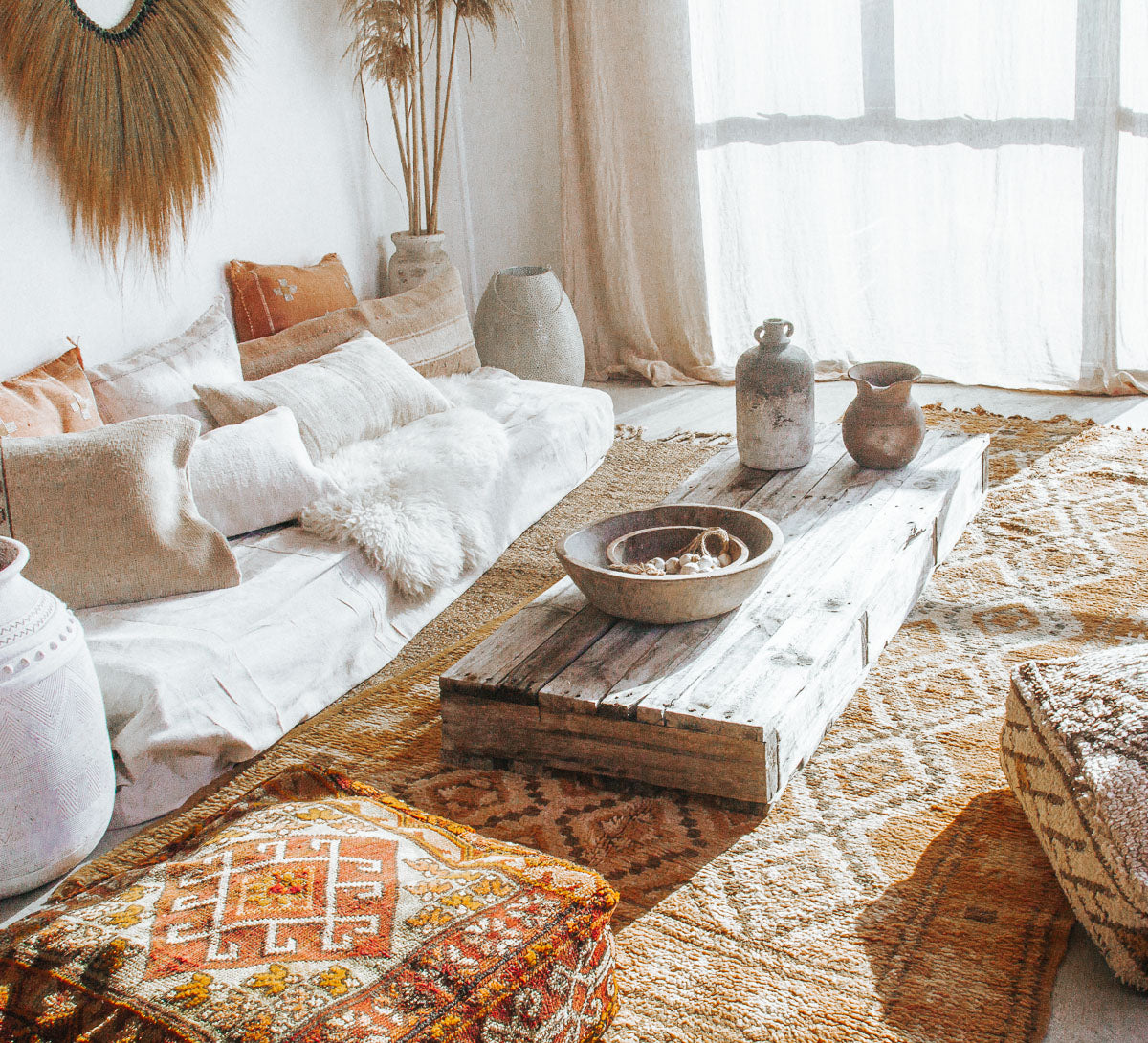 vintage boho woollen boujaad moroccan handmade rug