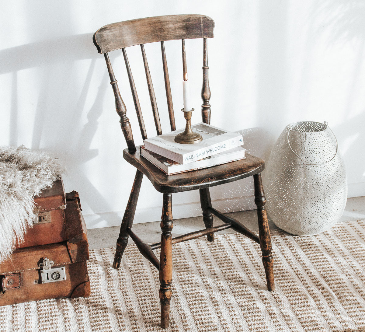 vintage antique boho wooden ladderback dining chair