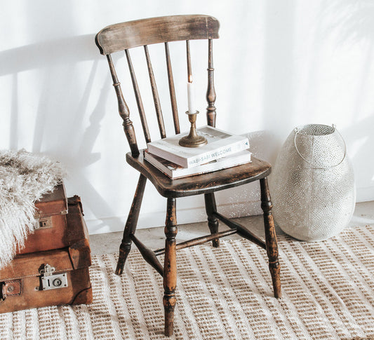vintage antique boho wooden ladderback dining chair