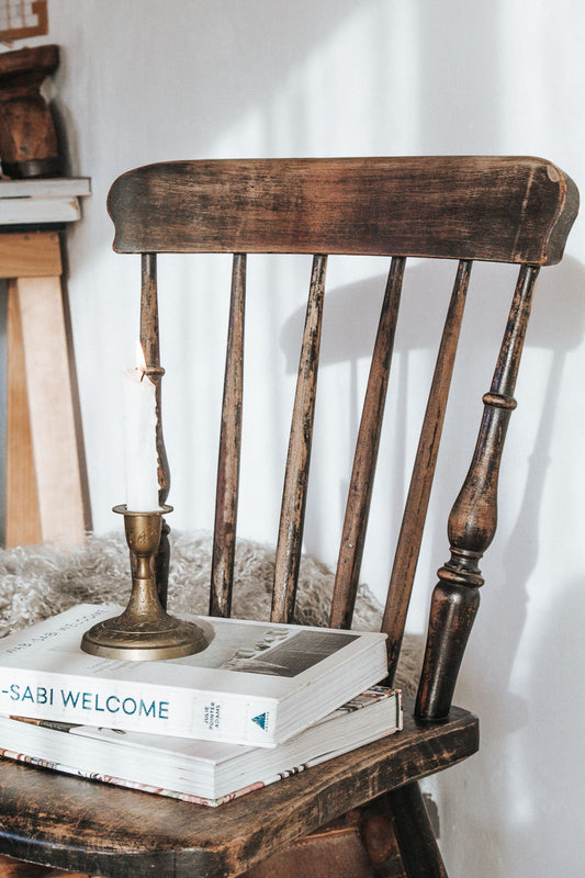 vintage antique boho wooden ladderback dining chair