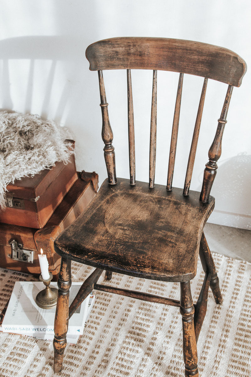 vintage antique boho wooden ladderback dining chair