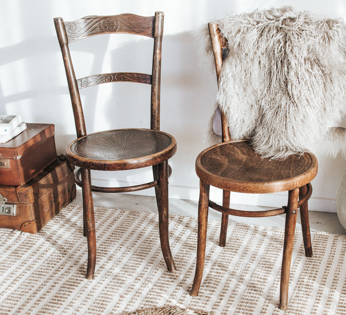 vintage antique boho wooden mundus dining chairs