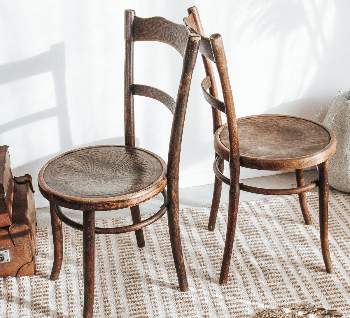 vintage antique boho wooden mundus dining chairs