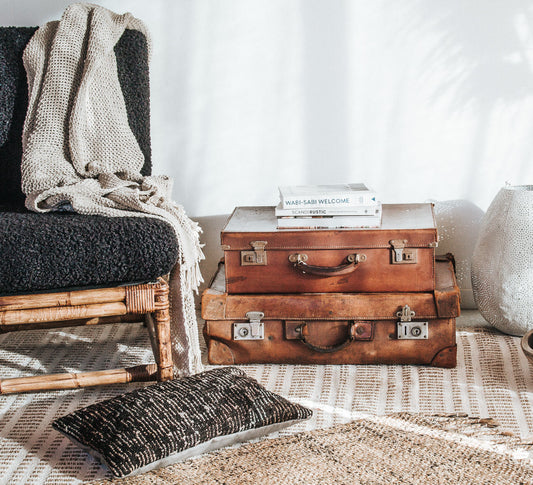 vintage leather boho antique leather suitcase
