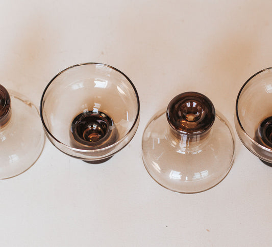 Vintage Kaaru Smoked Glasses - Set of 4