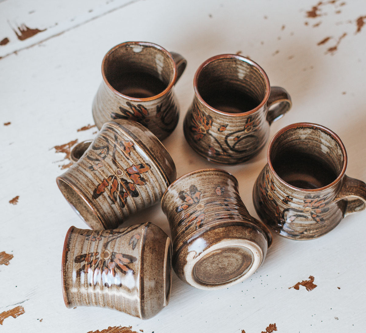 vintage pottery coffee mug cups