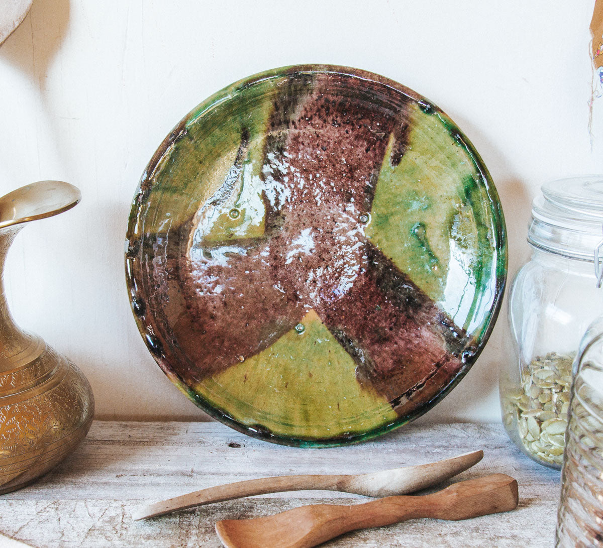 vintage boho pottery rustic plate