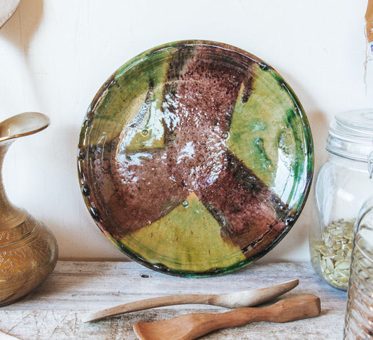 vintage boho pottery rustic plate