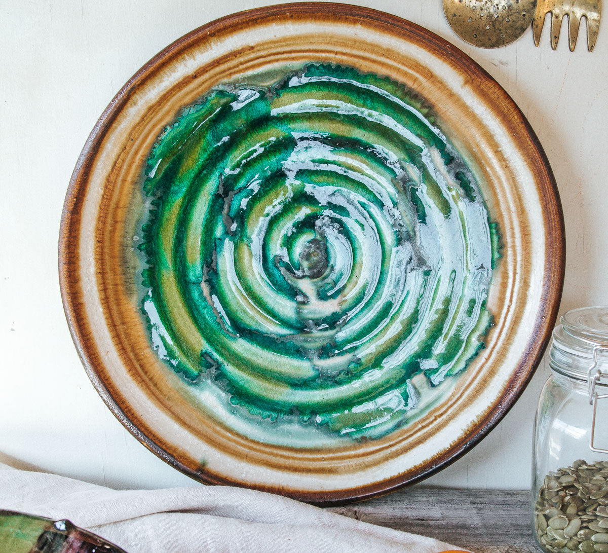 Pottery Glazed Serving Plate