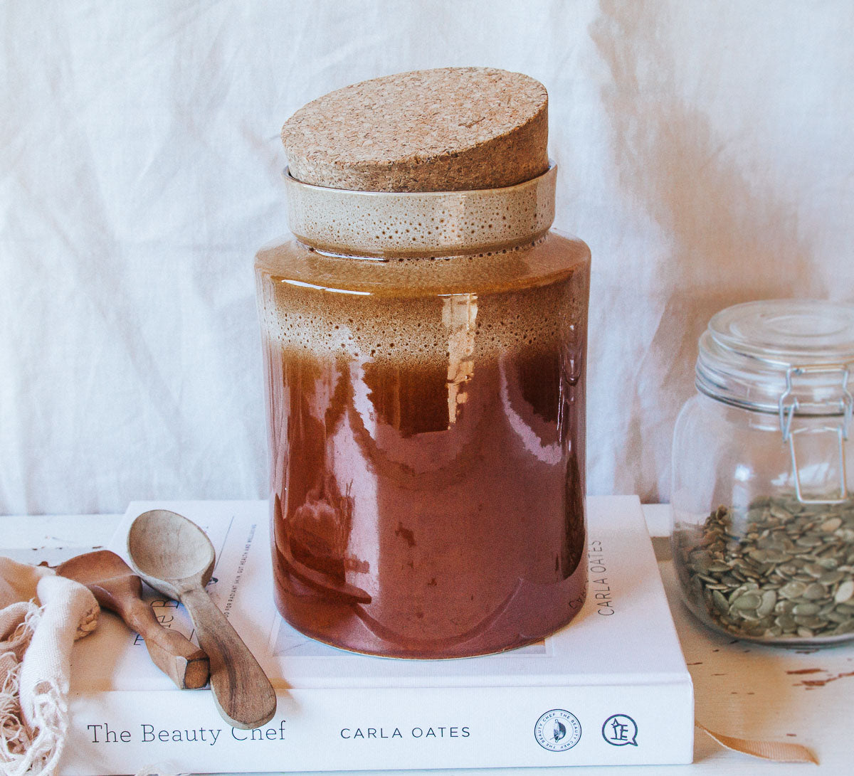 vintage boho temuka cobblestone storage jar with cork