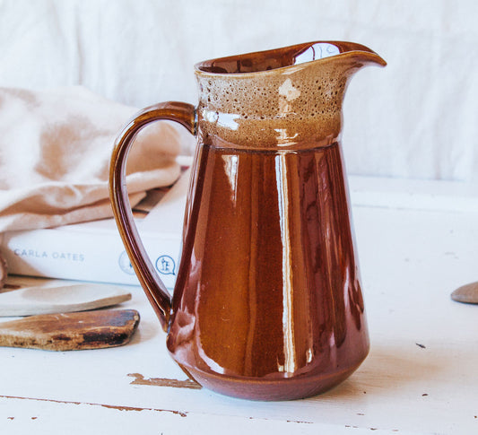 vintage boho temuka settlers cobblestone pottery jug made in NZ