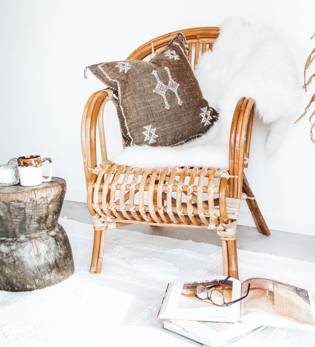 cane rattan boho verandah chairs and outdoor table