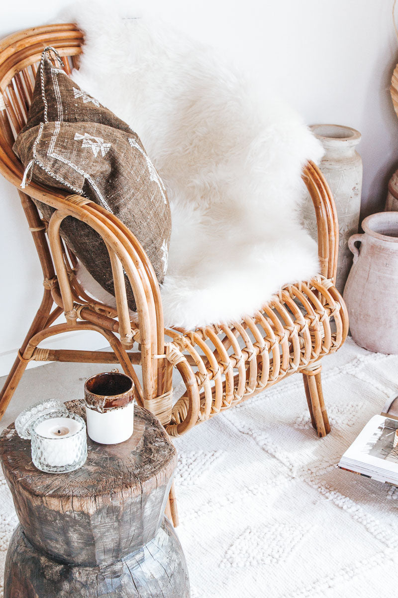 boho nz longwool sheepskin in ivory white