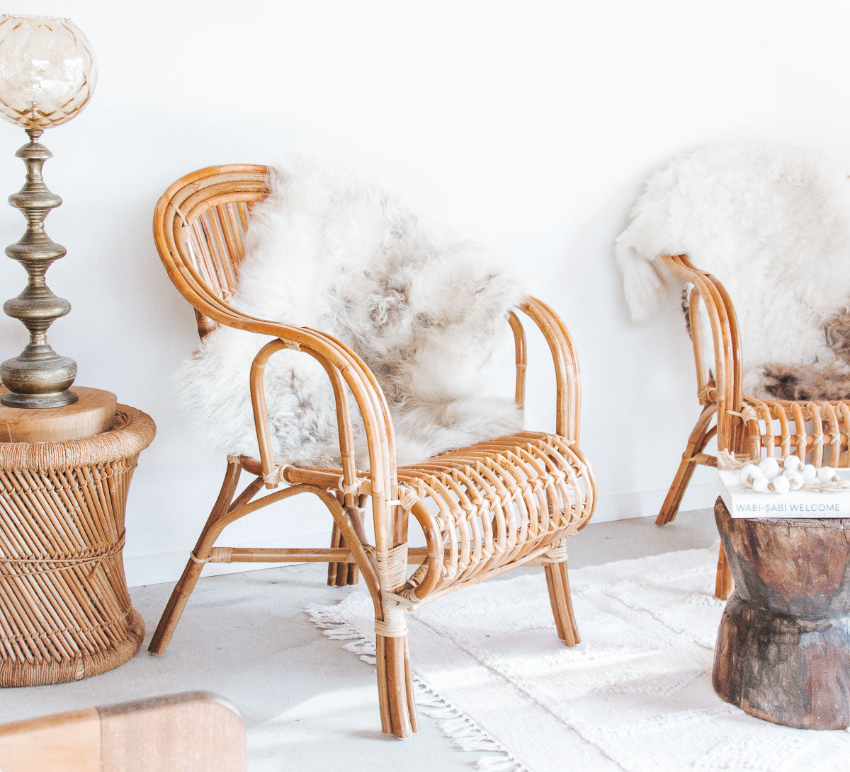 cane rattan boho verandah chairs and outdoor table