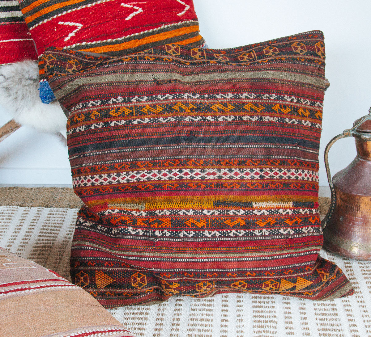 large boho turkish kilim floor cushion pillow