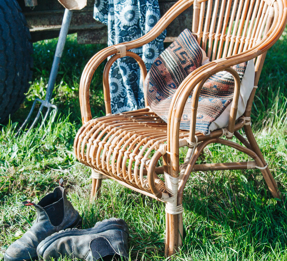 cane chair made from rattan and cane bamboo.  verandah chair, lounge chair