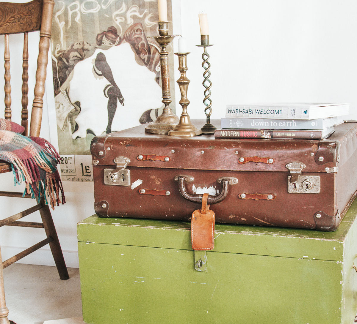 vintage boho wooden toy chest trunk