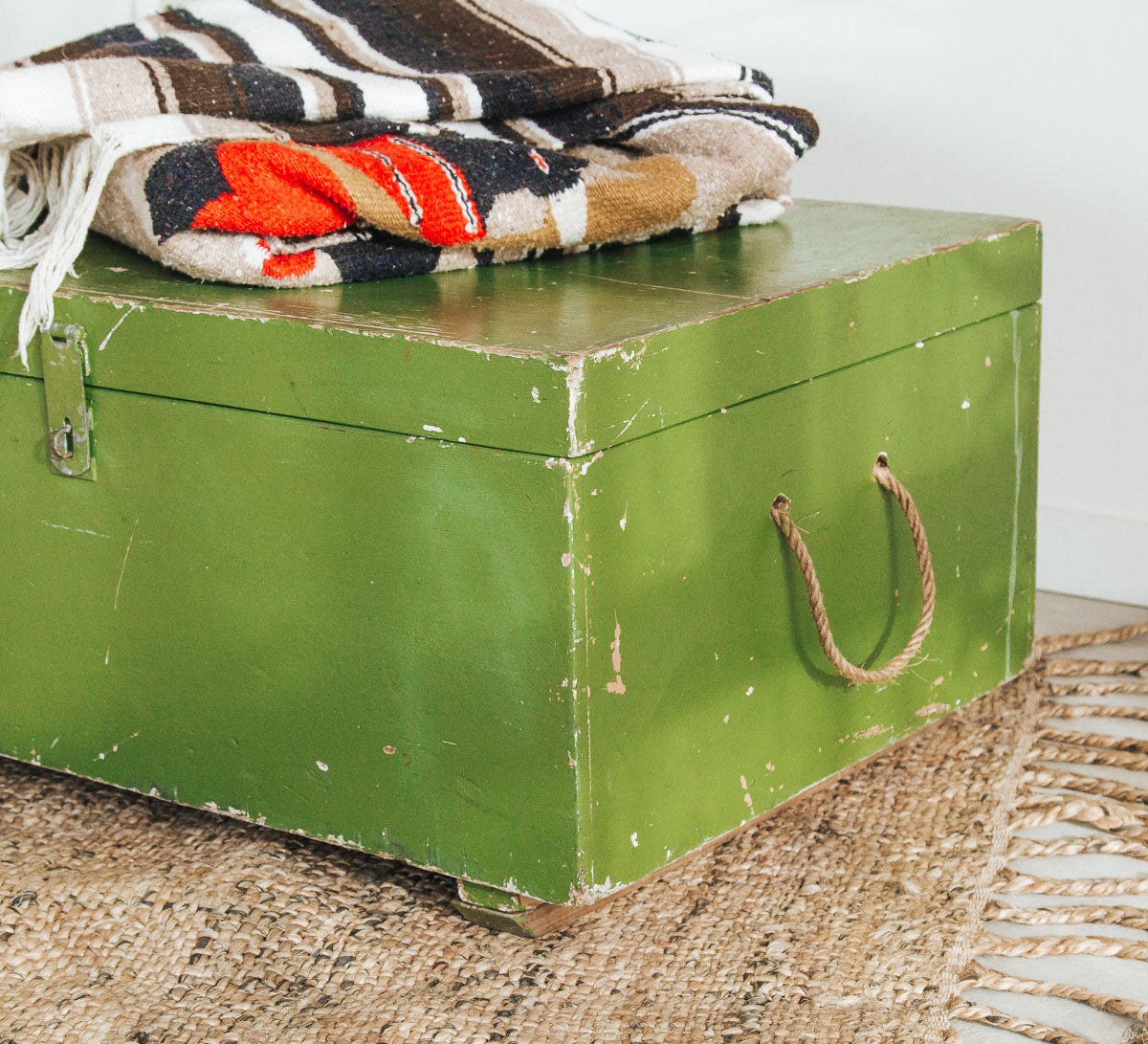 vintage boho wooden toy chest trunk