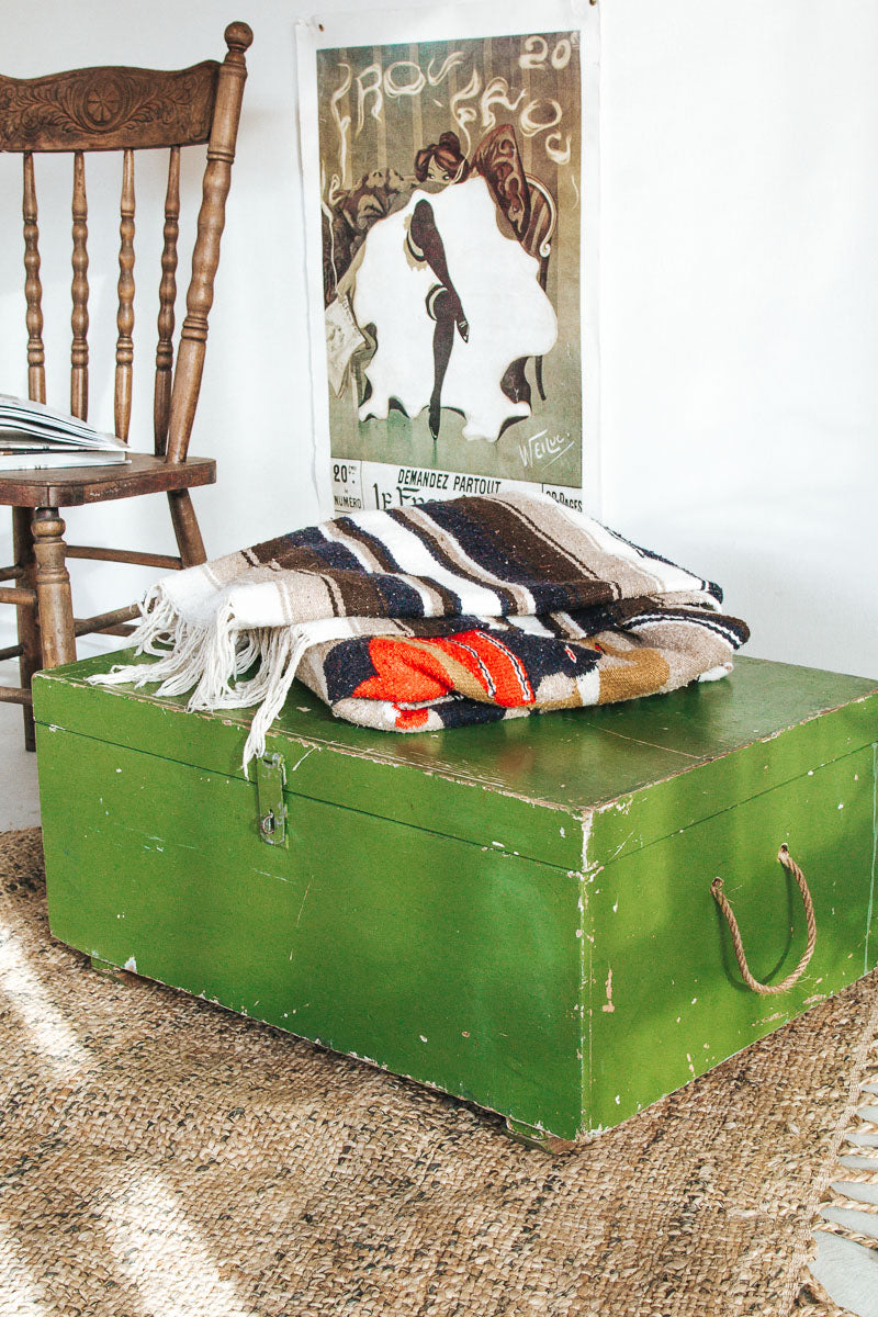 vintage boho wooden toy chest trunk