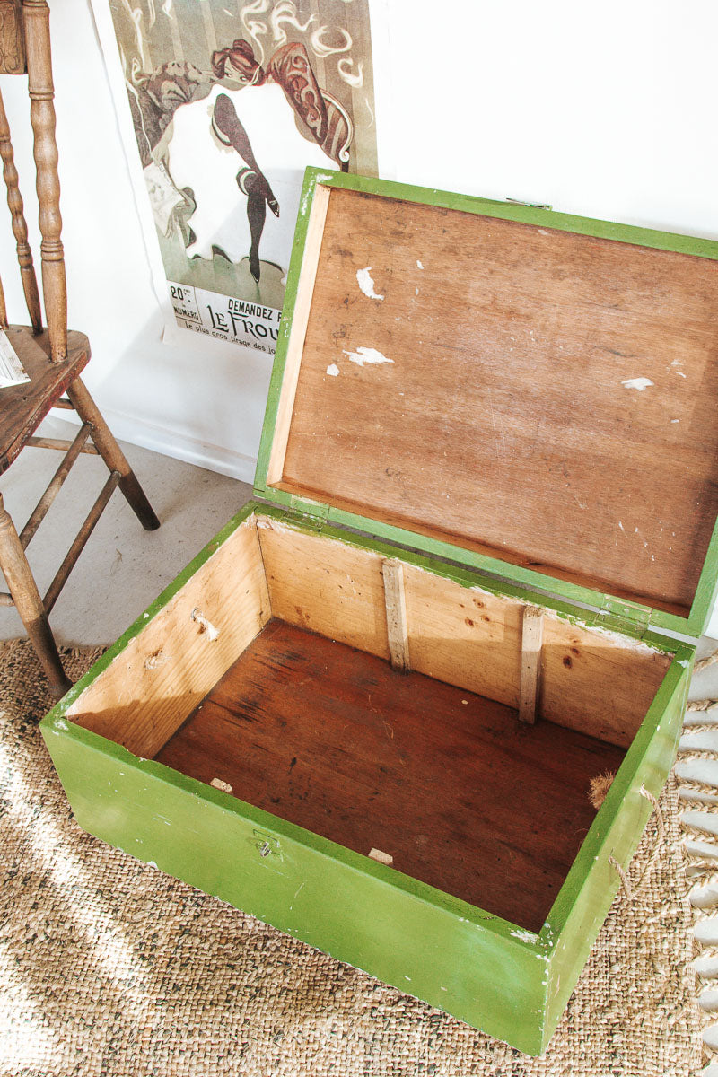 vintage boho wooden toy chest trunk