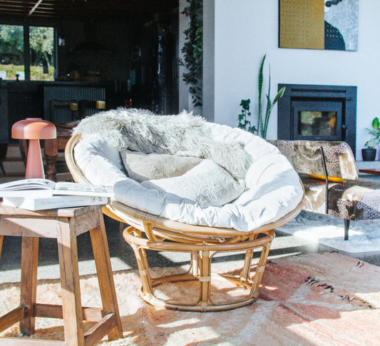 boho bohemian cane rattan papasan chair