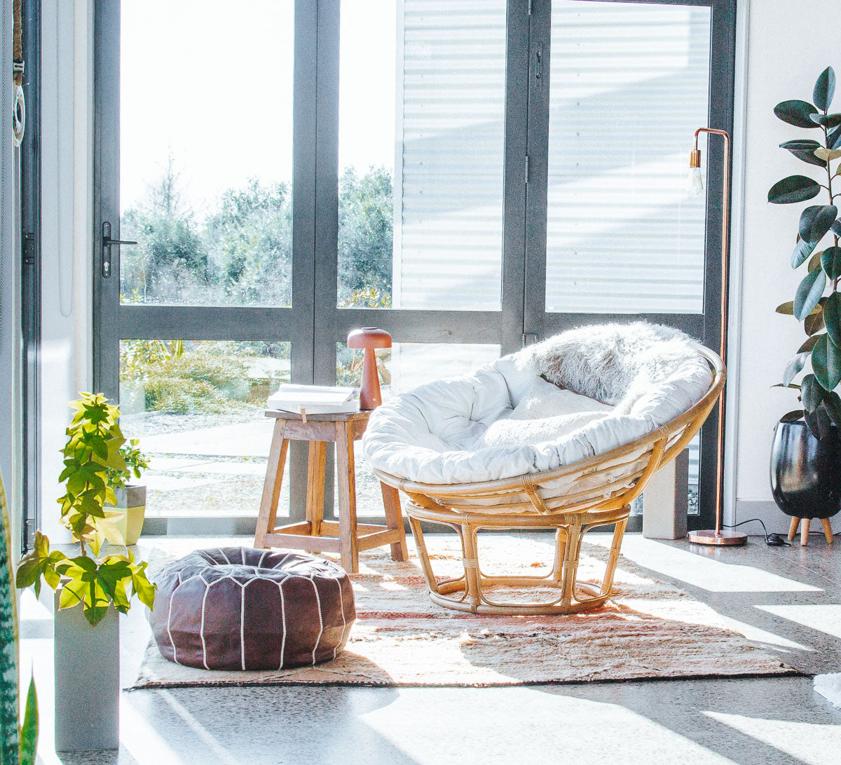 boho bohemian cane rattan papasan chair