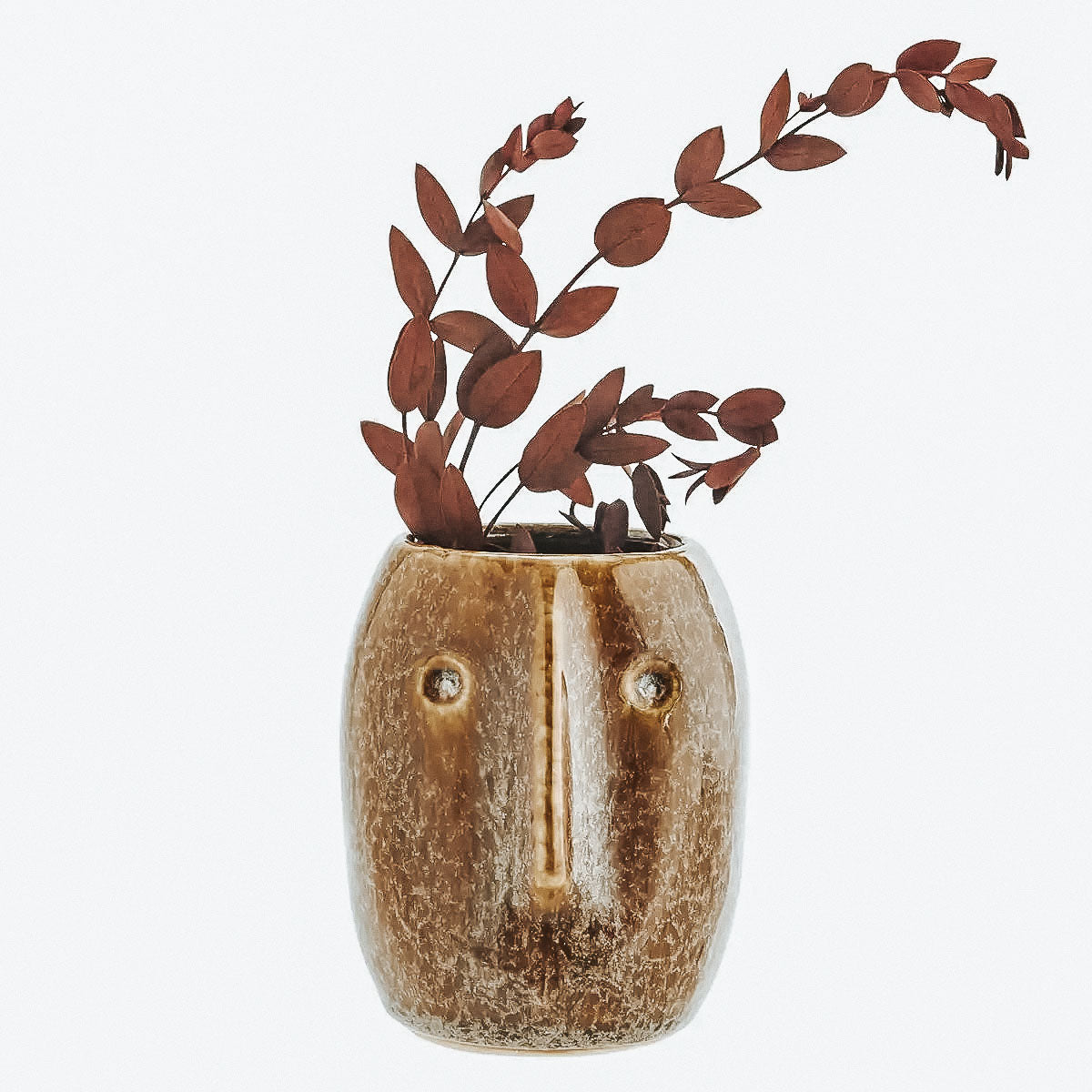 Ceramic Face Flower Pot (Brown) - NEW
