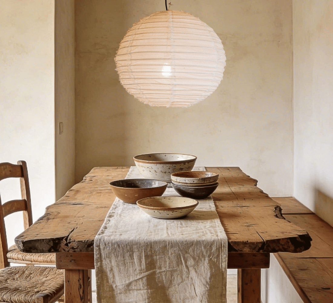 boho halo round 60cm fringed linen designer lightshade pendant light bamboo and natural linen fabric
