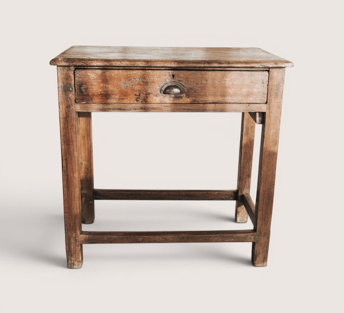 vintage boho reclaimed bohemian rustic wooden hall console sidetable with drawer