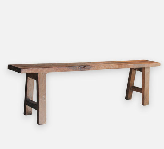 reclaimed boho wooden timber  rustic farmhouse bench