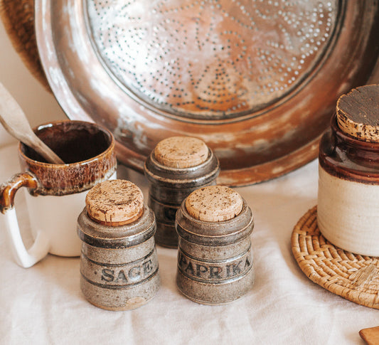 vintage pottery spice jars