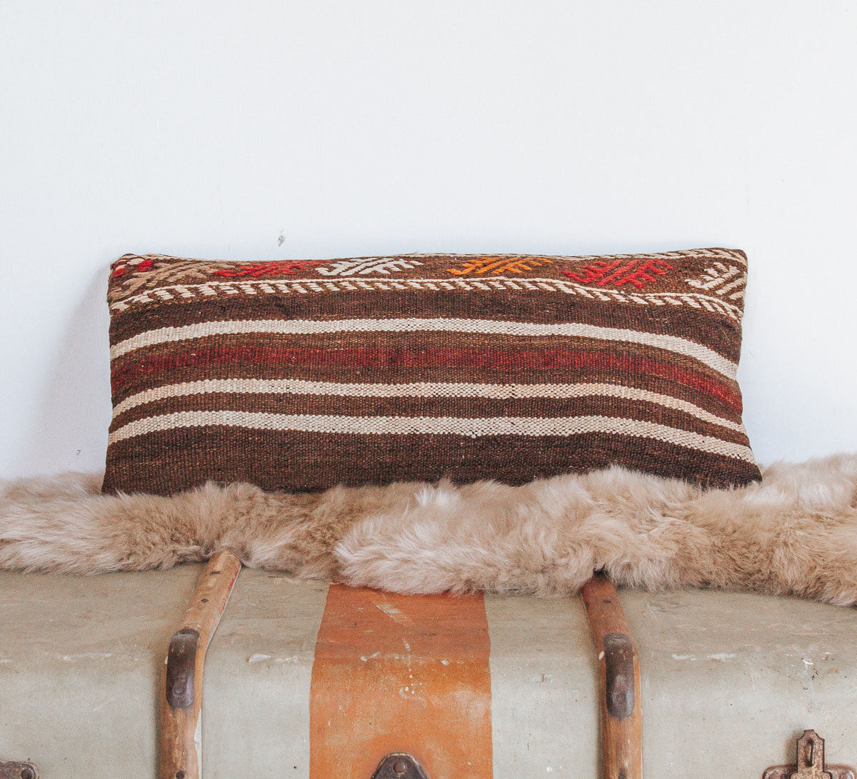 vintage turkish kilim pillow boho cushion in recycled kilim rug carpet