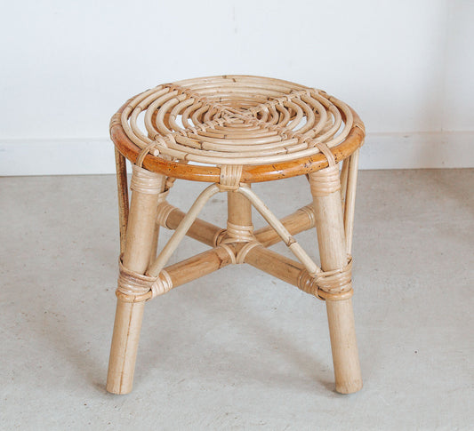 boho rattan cane bamboo spiral kiddies stool plantstand footstool boheme home