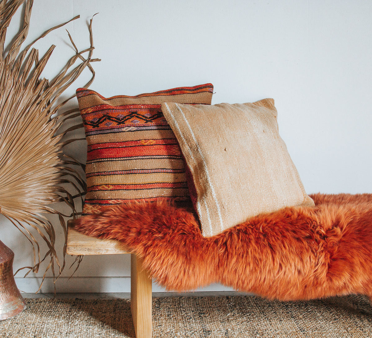 boho bohemian wilson & dorset nz longwool rust burnt orange luxury sheepskin