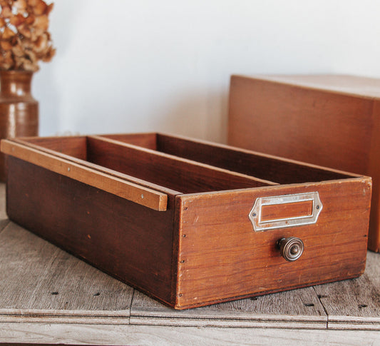 vintage antique wooden filing office tray storage