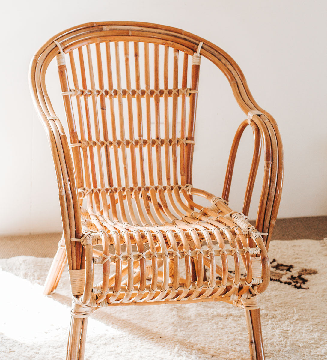 boho scandi cane rattan bamboo lounge verandah occasional bedroom chair