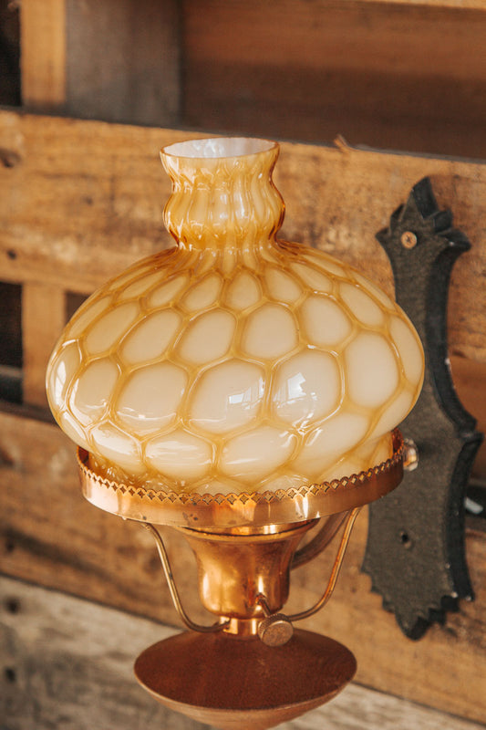 vintage boho retro copper teak amber glass wall light