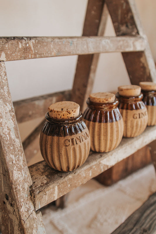 vintage pottery spice jars