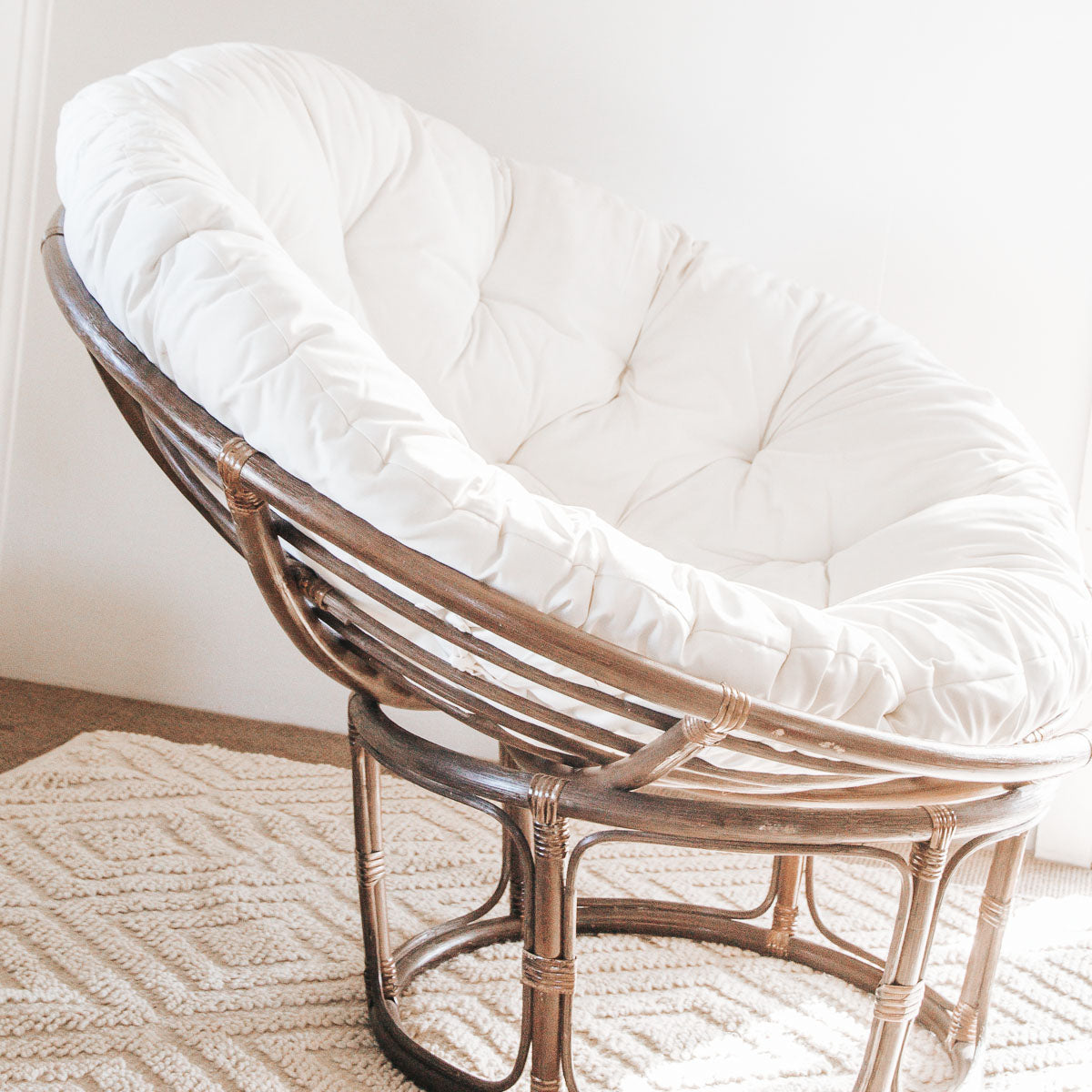 Boho brown cane papasan chair