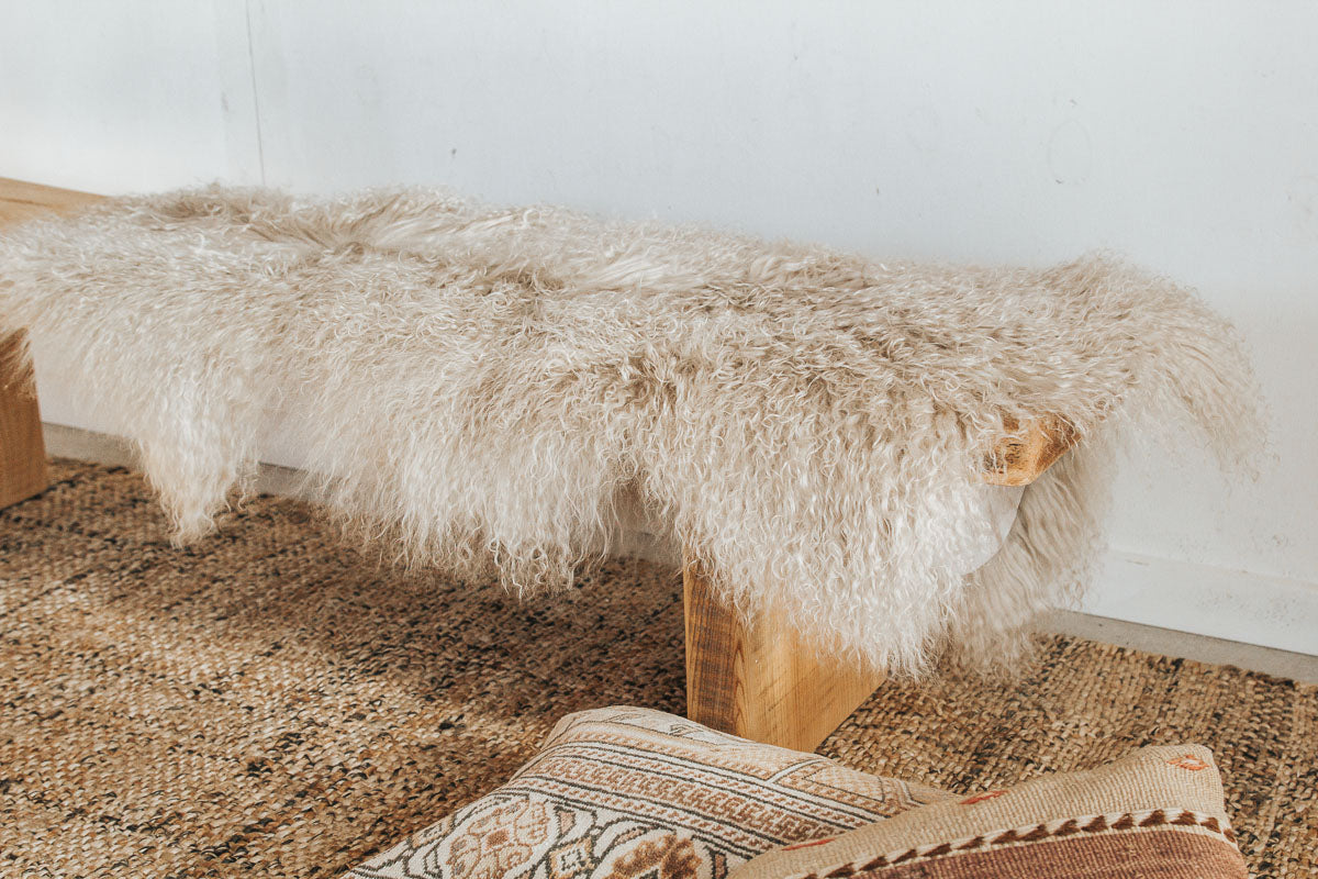 boho scandi tibetan mongolian long haired sheepskin throw rug
