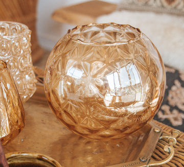 vintage amber glass candle holder light