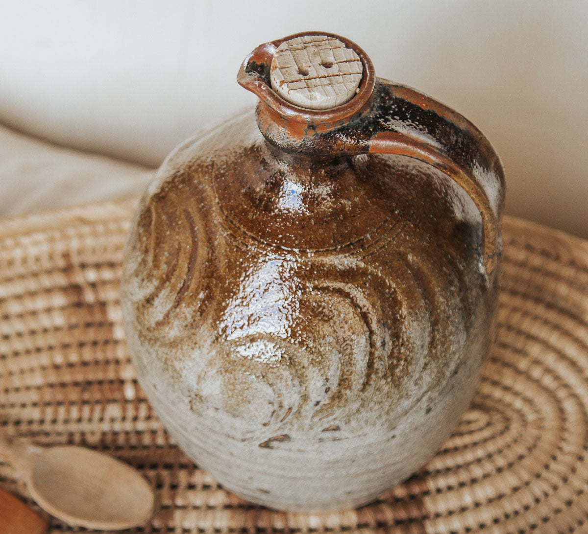 vintage boho preloved rustic studio pottery jug vase